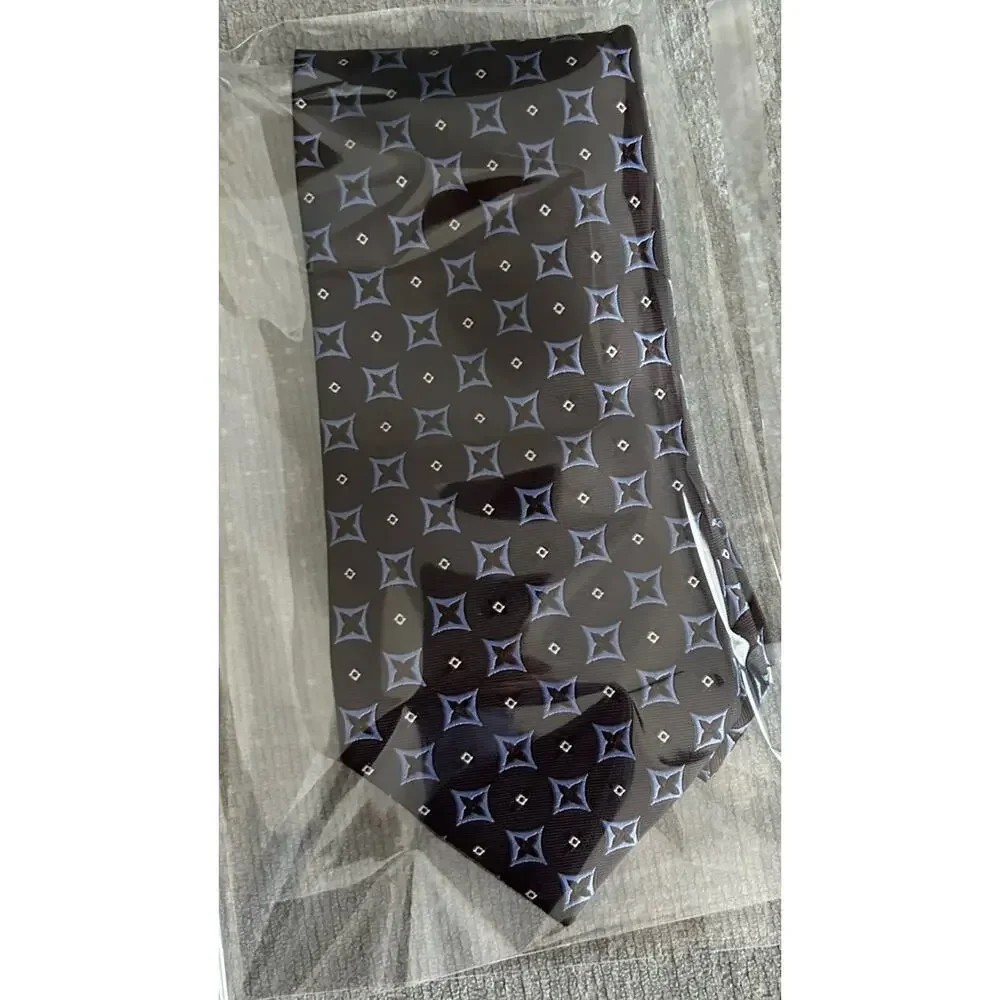 Grant Thomas Silk Hand Made Tie Geometric Preppy Prom Formal